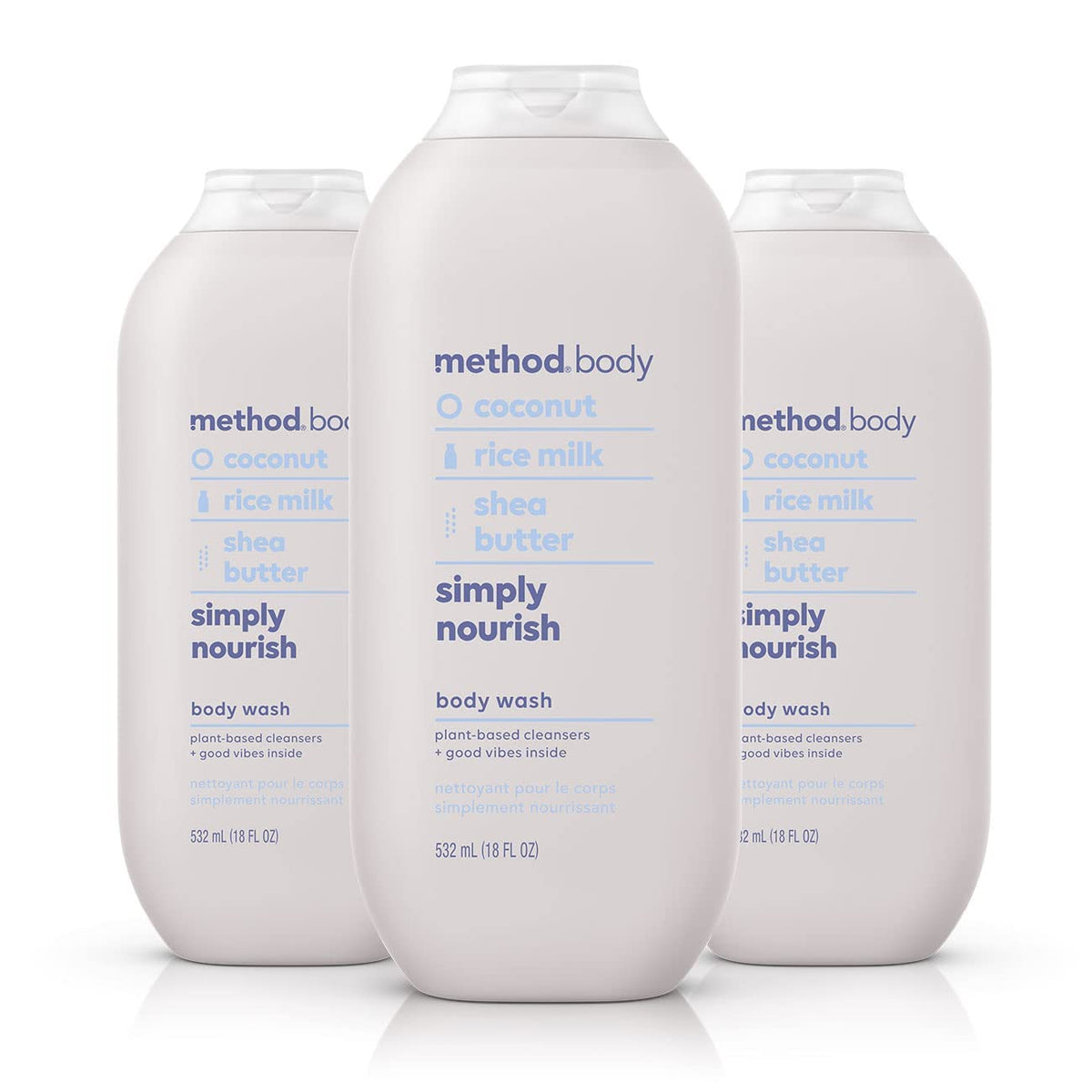 Method Body Wash Simply Nourish, botella frontal, aroma suave para una ducha reconfortante