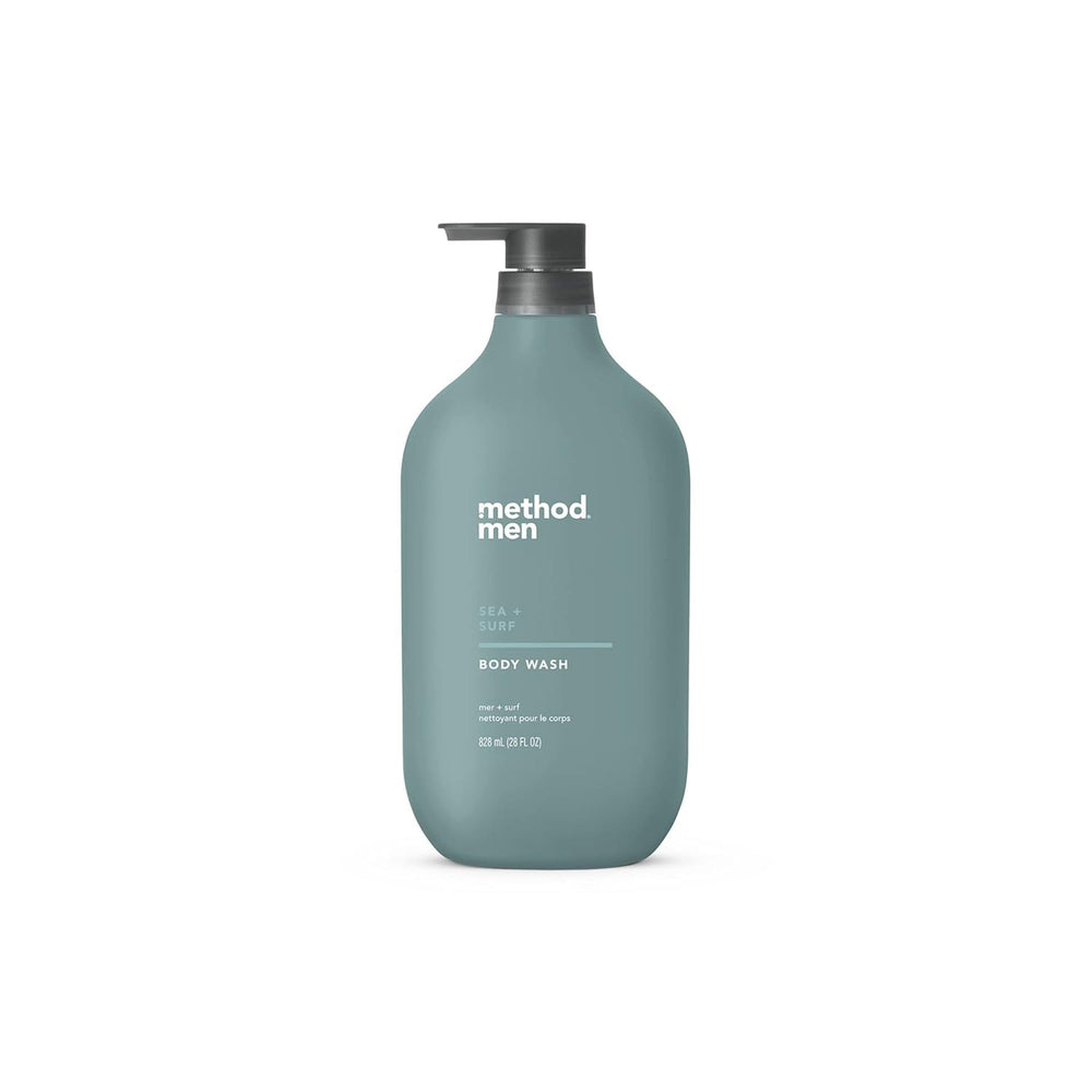 Method gel de ducha para hombre, botella de 28 oz, limpieza rápida y fragancia marina.