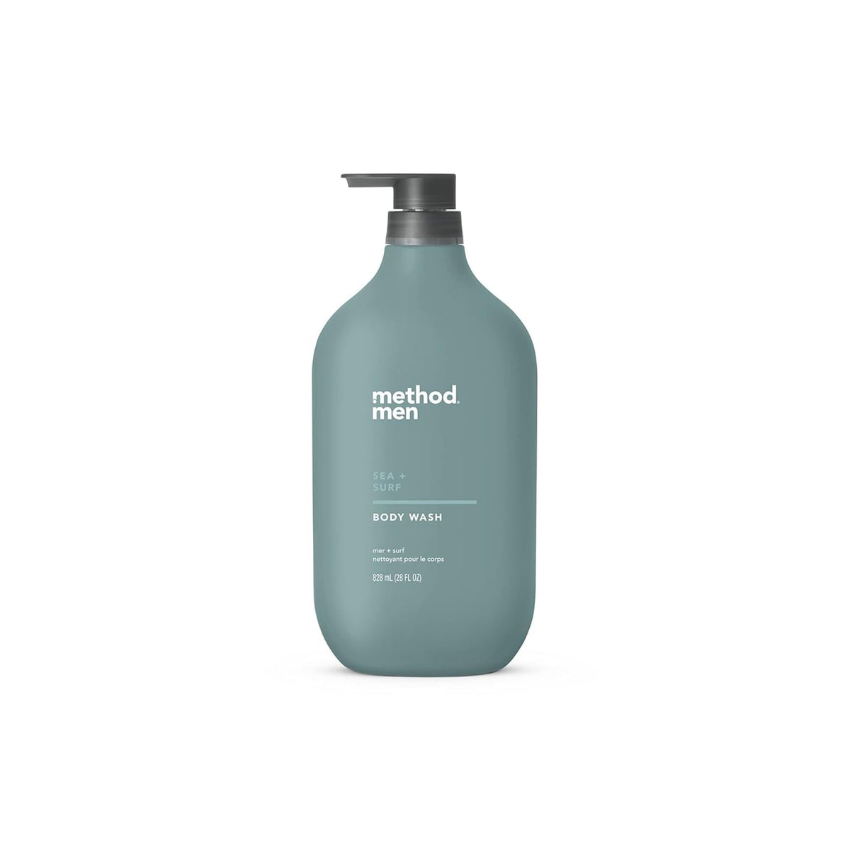 Method gel de ducha para hombre, botella de 28 oz, limpieza rápida y fragancia marina.