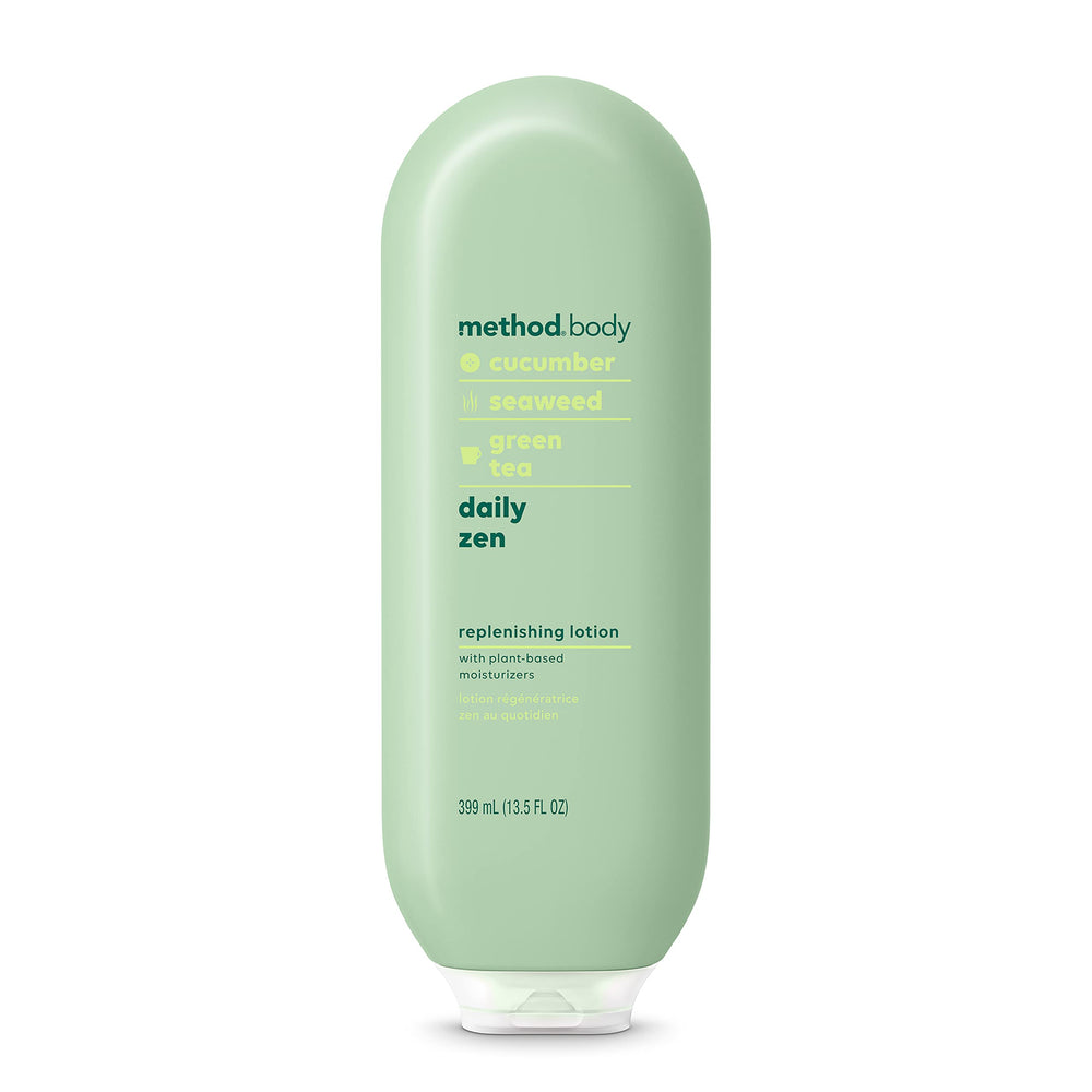 Method Daily Lotion bottle front showing all day hydration