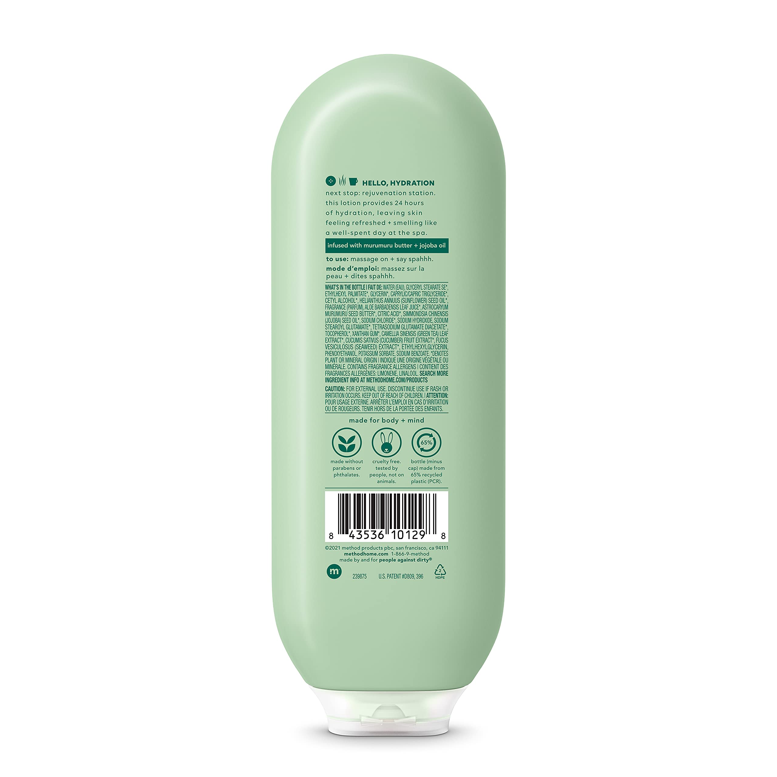 Close-up of Method Daily Lotion texture highlighting non greasy feel