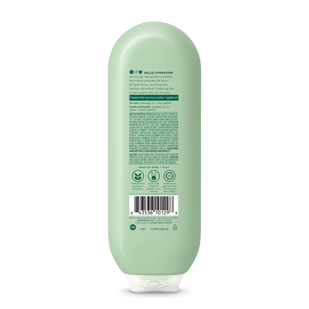Close-up of Method Daily Lotion texture highlighting non greasy feel