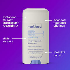 Method Simply Nourish, textura cremosa, sensación suave al aplicar.