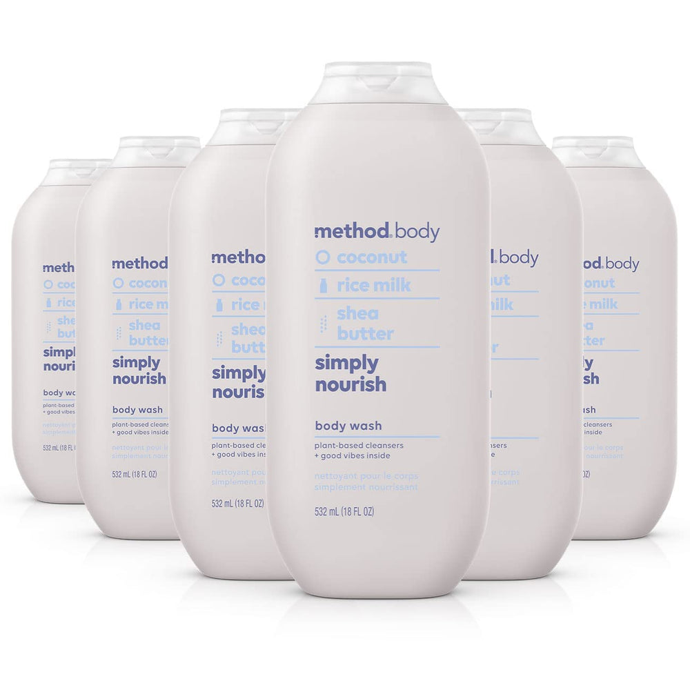 Method Simply Nourish gel de ducha con coco para piel suave tras la ducha.