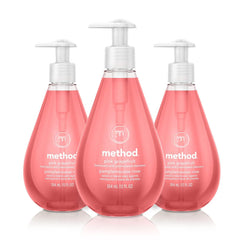Method gel de manos pomelo rosa, pack 3 botellas, aroma fresco para uso diario