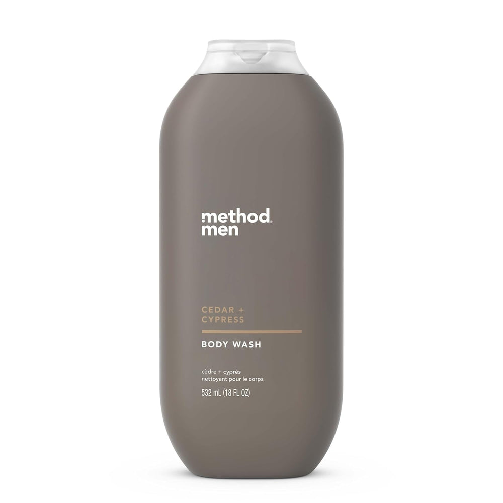 Method Men Ducha Cedro y Ciprés, botella 18 onzas, sensación de limpieza rápida.