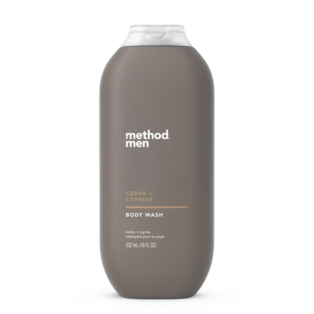 Method Men Ducha Cedro y Ciprés, botella 18 onzas, sensación de limpieza rápida.