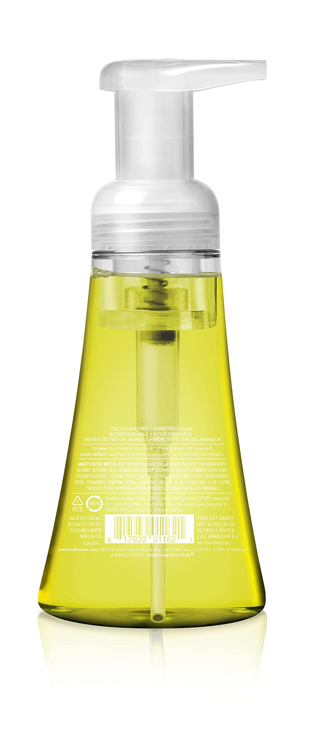 Frasco de jabón Method sin bomba, aroma cítrico suave para refrescar manos