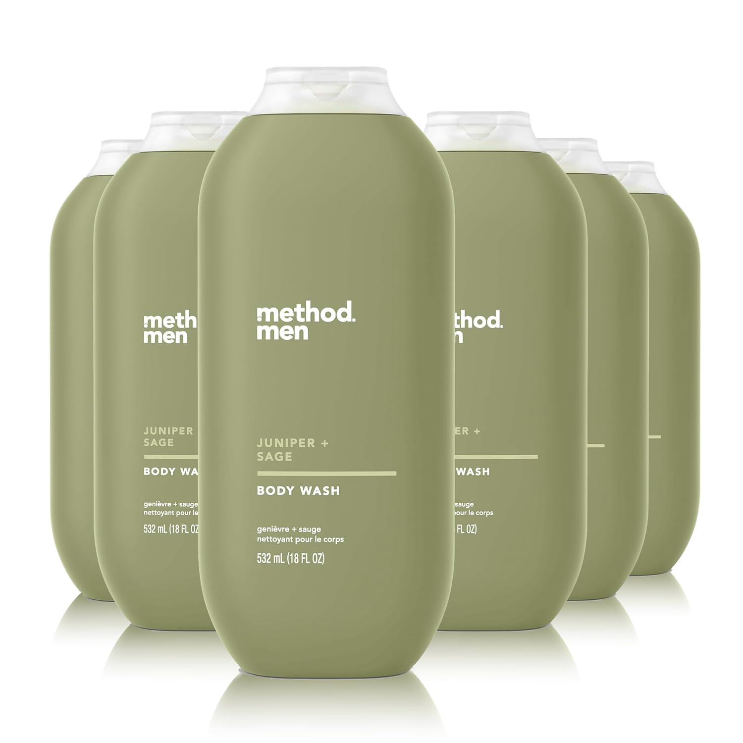 Method Men Juniper + Sage, botella frontal, aroma fresco para empezar el día