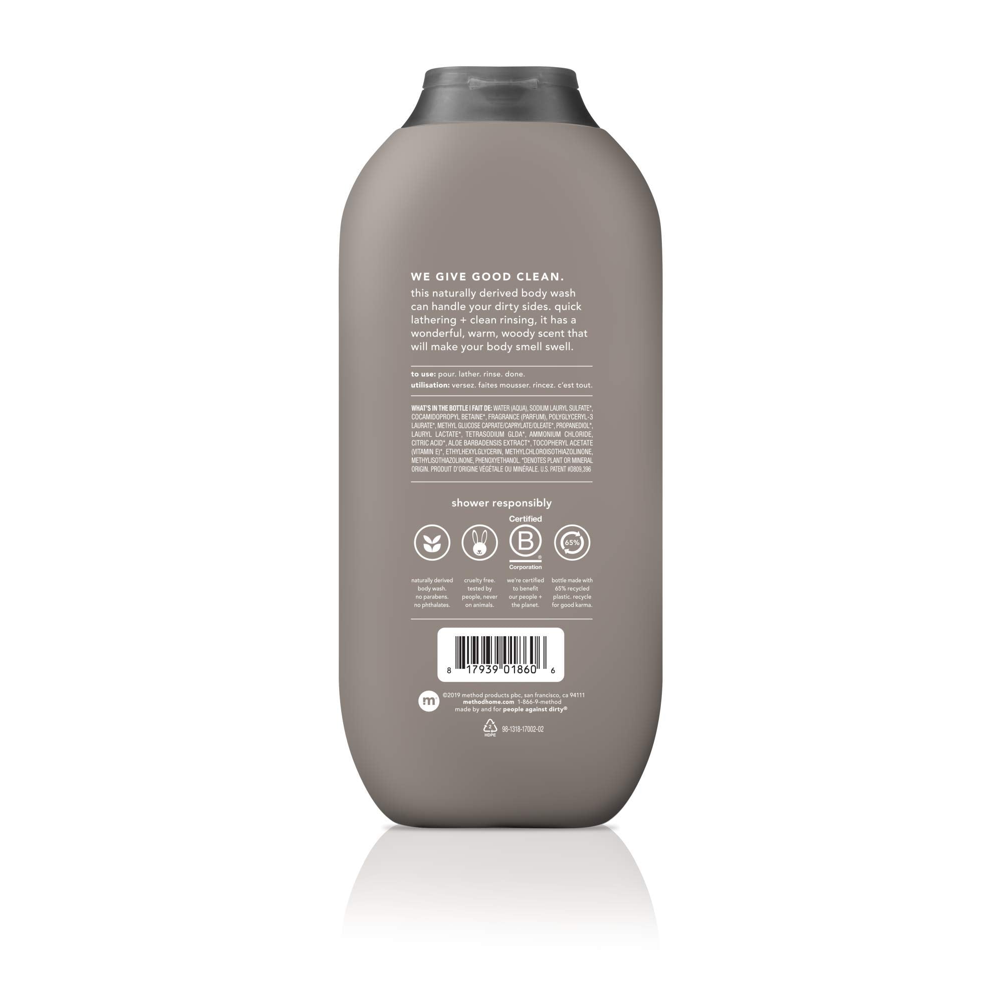 Method Men cedre et cypres bouteille — parfum boisé et nettoyage doux