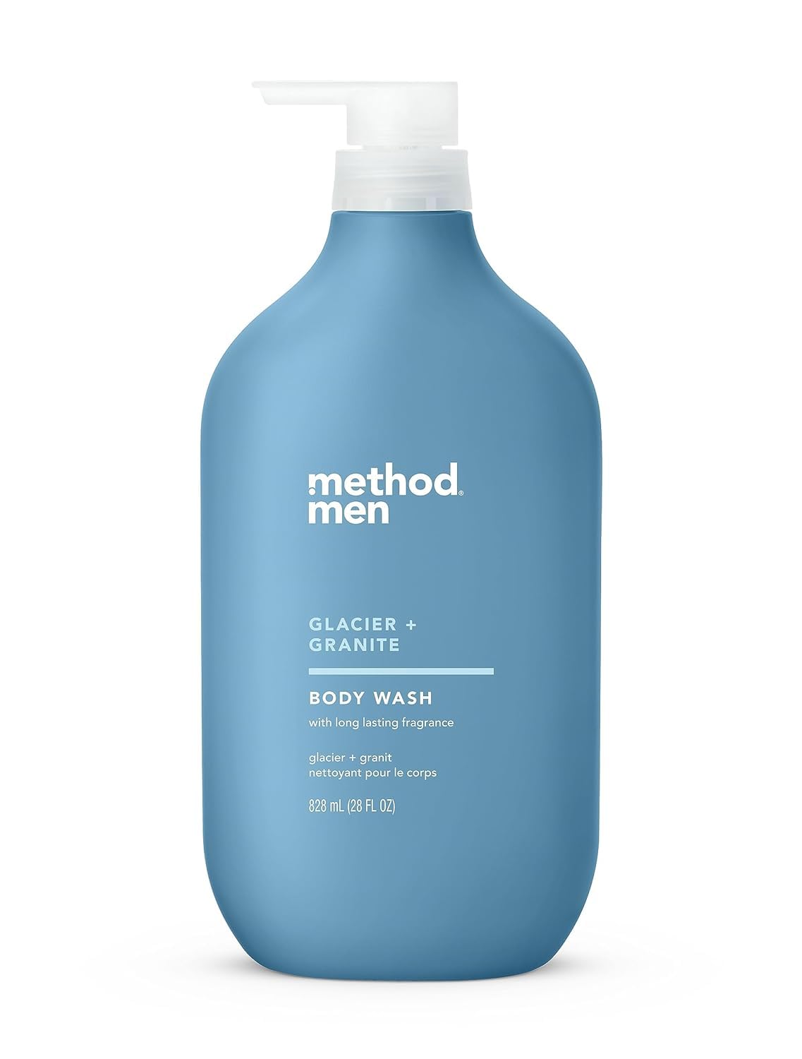 Method Men Glacier Granite, botella elegante y fragancia natural para duchas diarias.