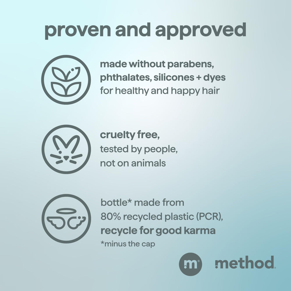Cruelty-free icon on Method Men Sea + Surf packaging.