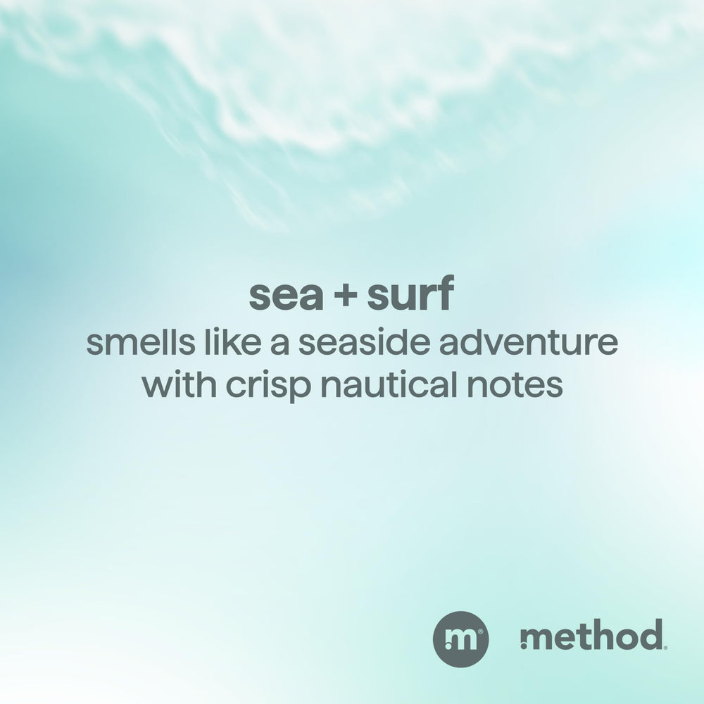 Rich foamy lather from Method Men Sea + Surf demonstrates thorough cleansing.