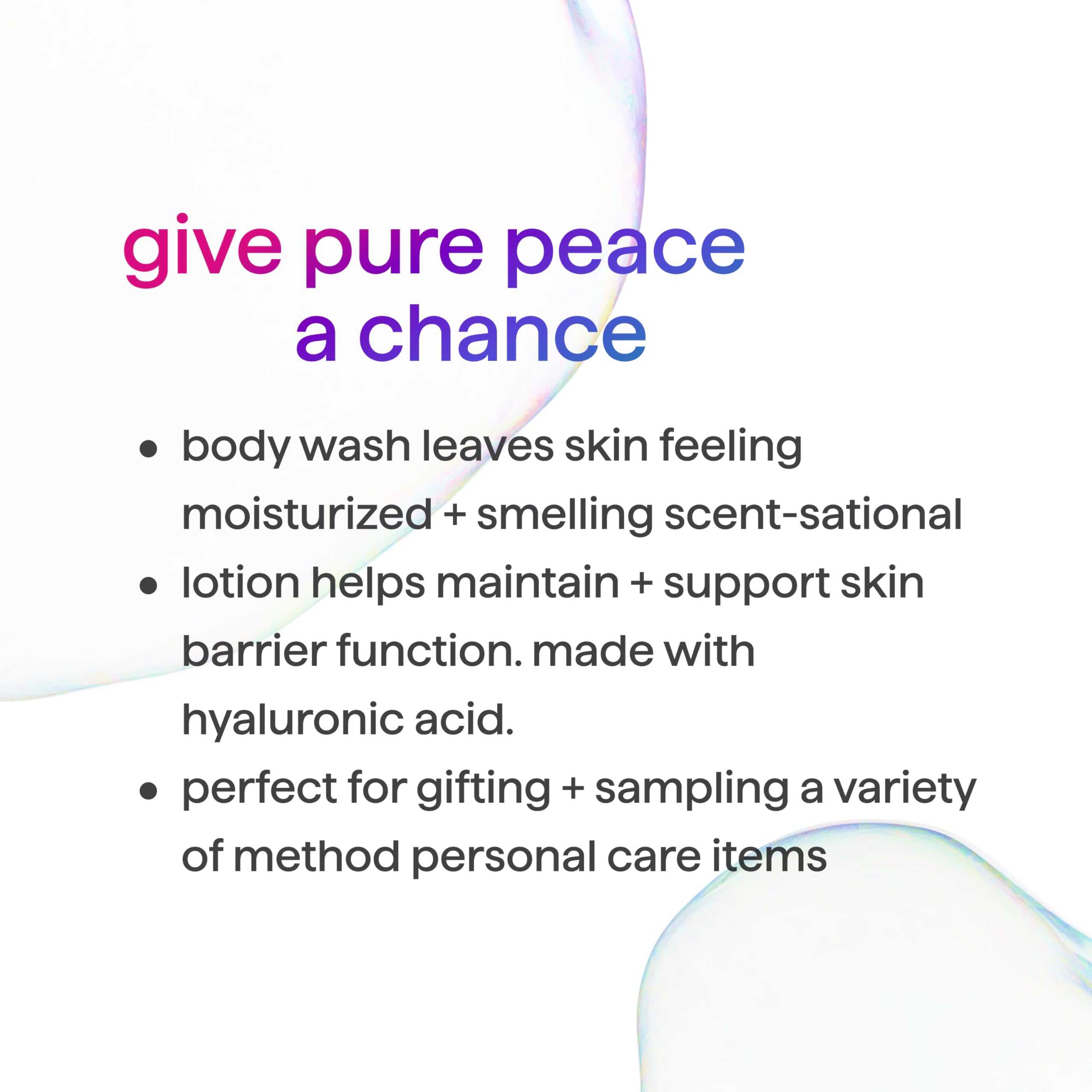Ducha corporal Method Pure Peace en primer plano, piel suave y fresca