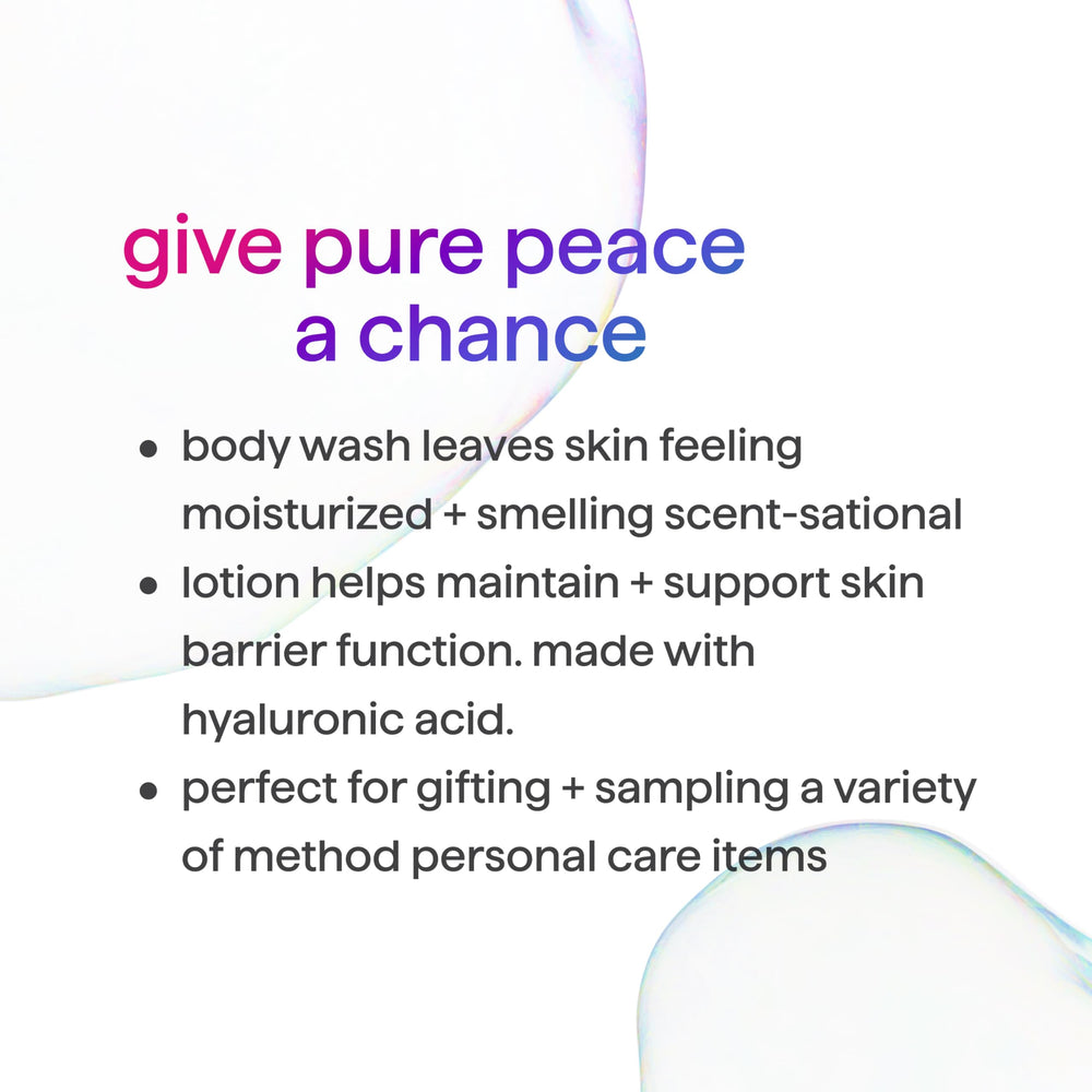 Ducha corporal Method Pure Peace en primer plano, piel suave y fresca
