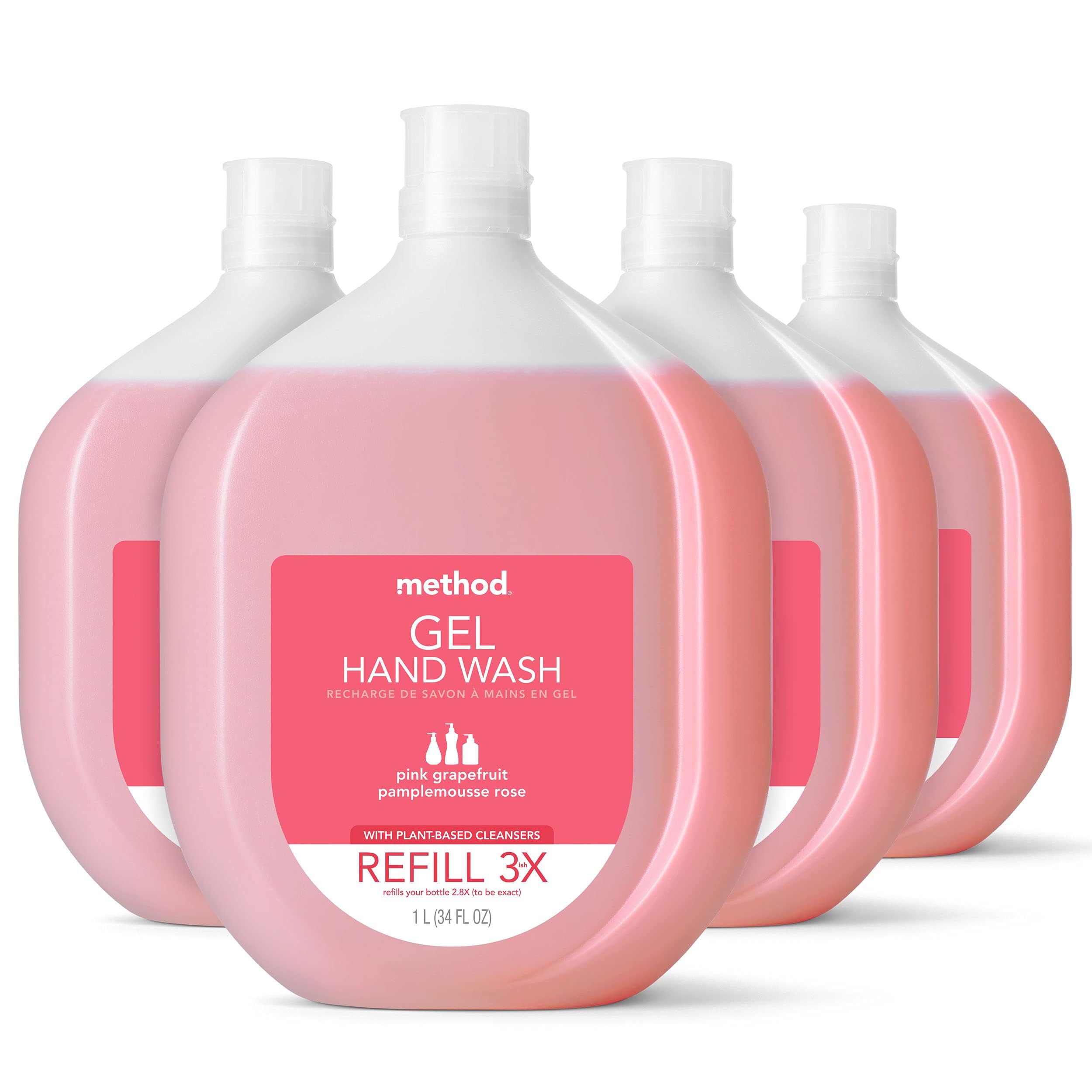 Method-remplissage-gel-mains-pamplemousse-rose: prêt pour réapprovisionnement quotidien