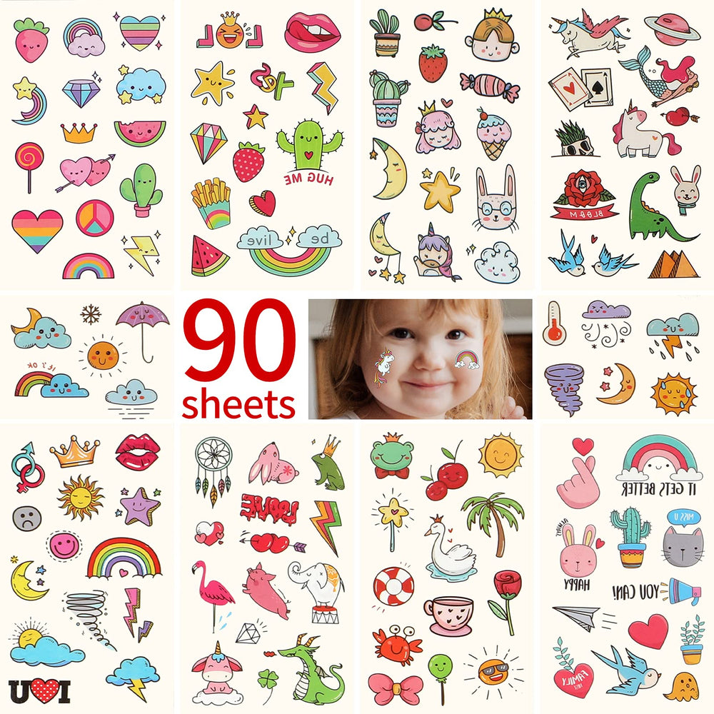 Metker tatuajes temporales para niños 90 hojas, ideal para fiestas y juego creativo