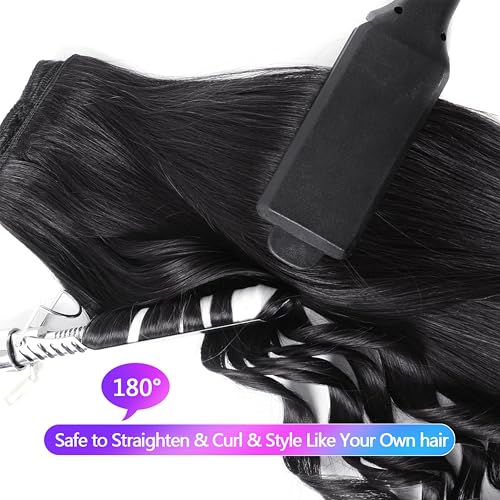 Extensiones MEYOFUN en pelo humano color 1B negro natural para tono uniforme.