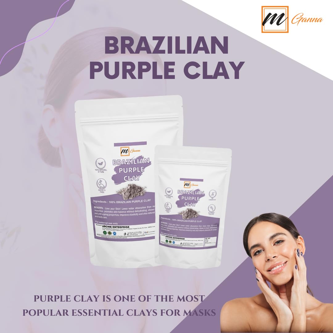 mGanna Arcilla Morada Brasileña: aplicación suave en la piel para limpieza.