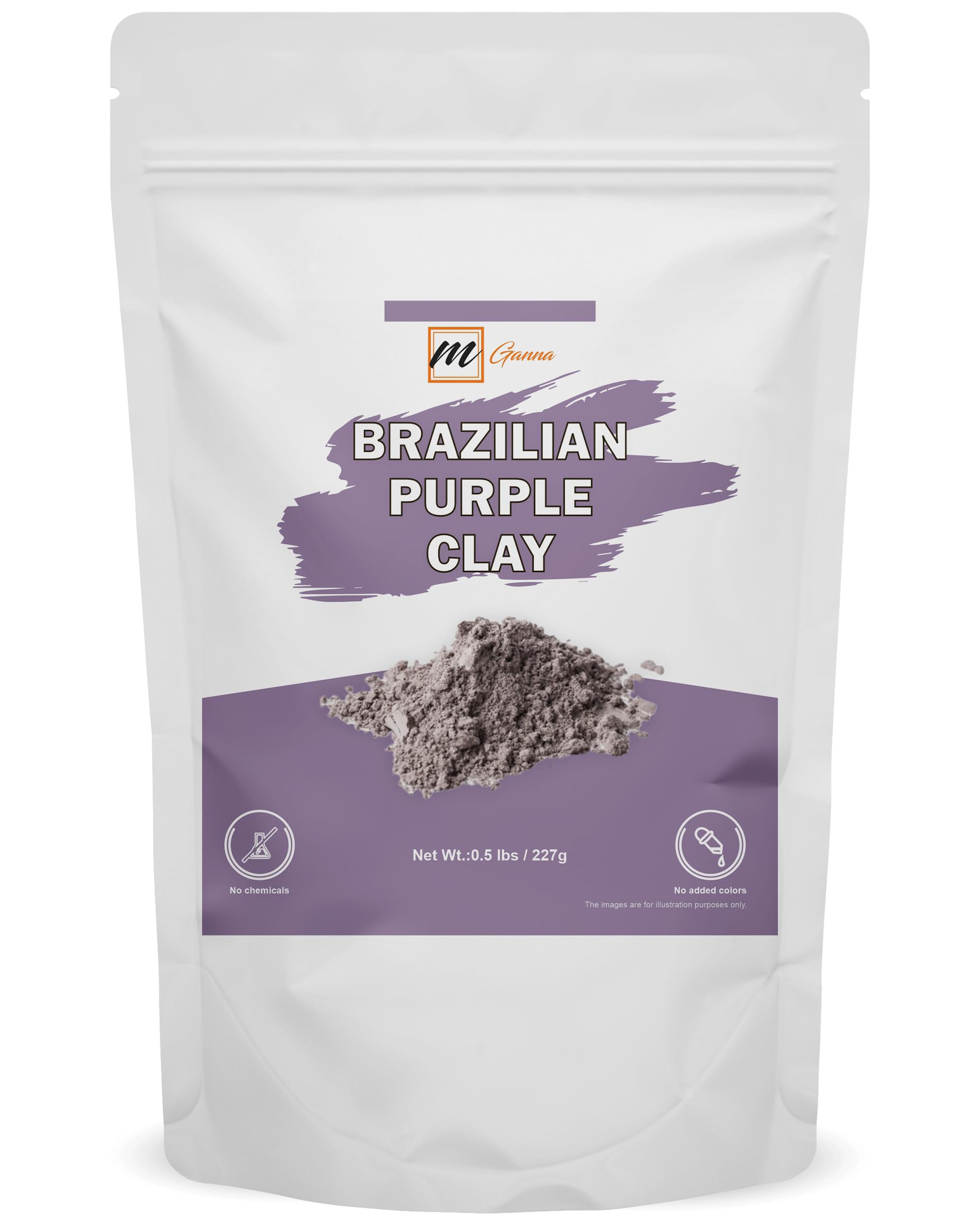 mGanna Arcilla Morada Brasileña: textura en polvo suave para mascarillas faciales.