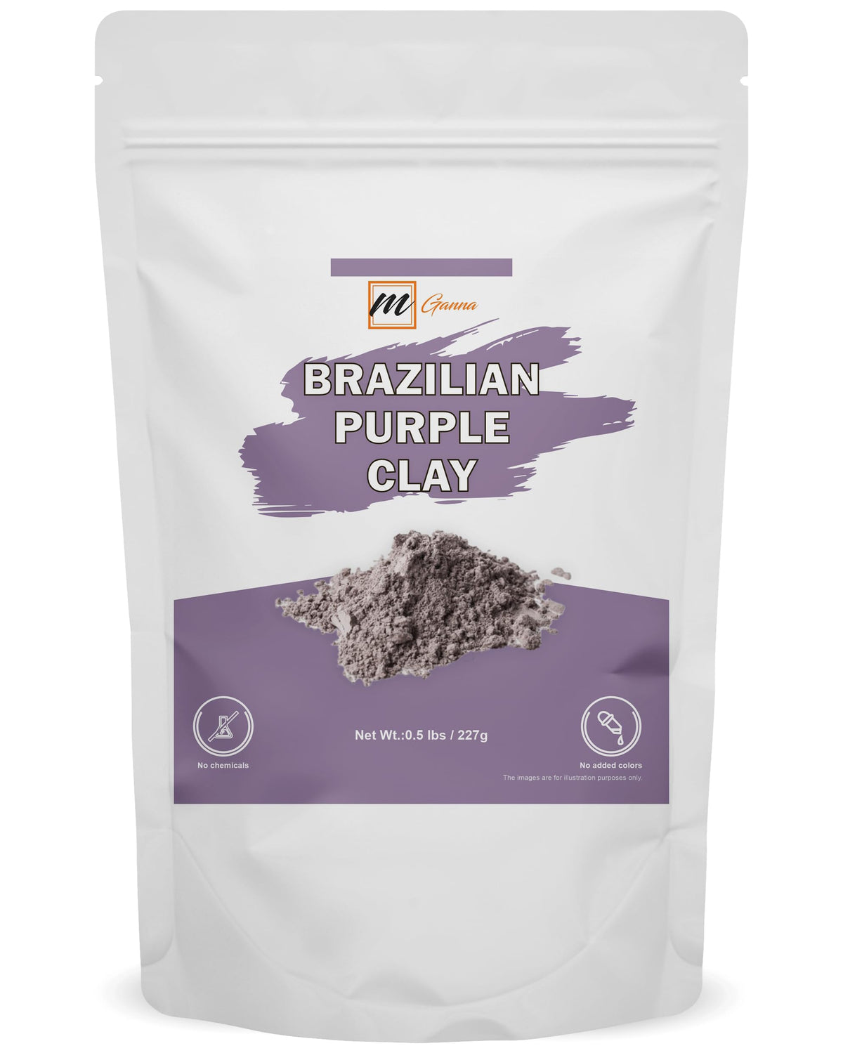 mGanna Arcilla Morada Brasileña: textura en polvo suave para mascarillas faciales.