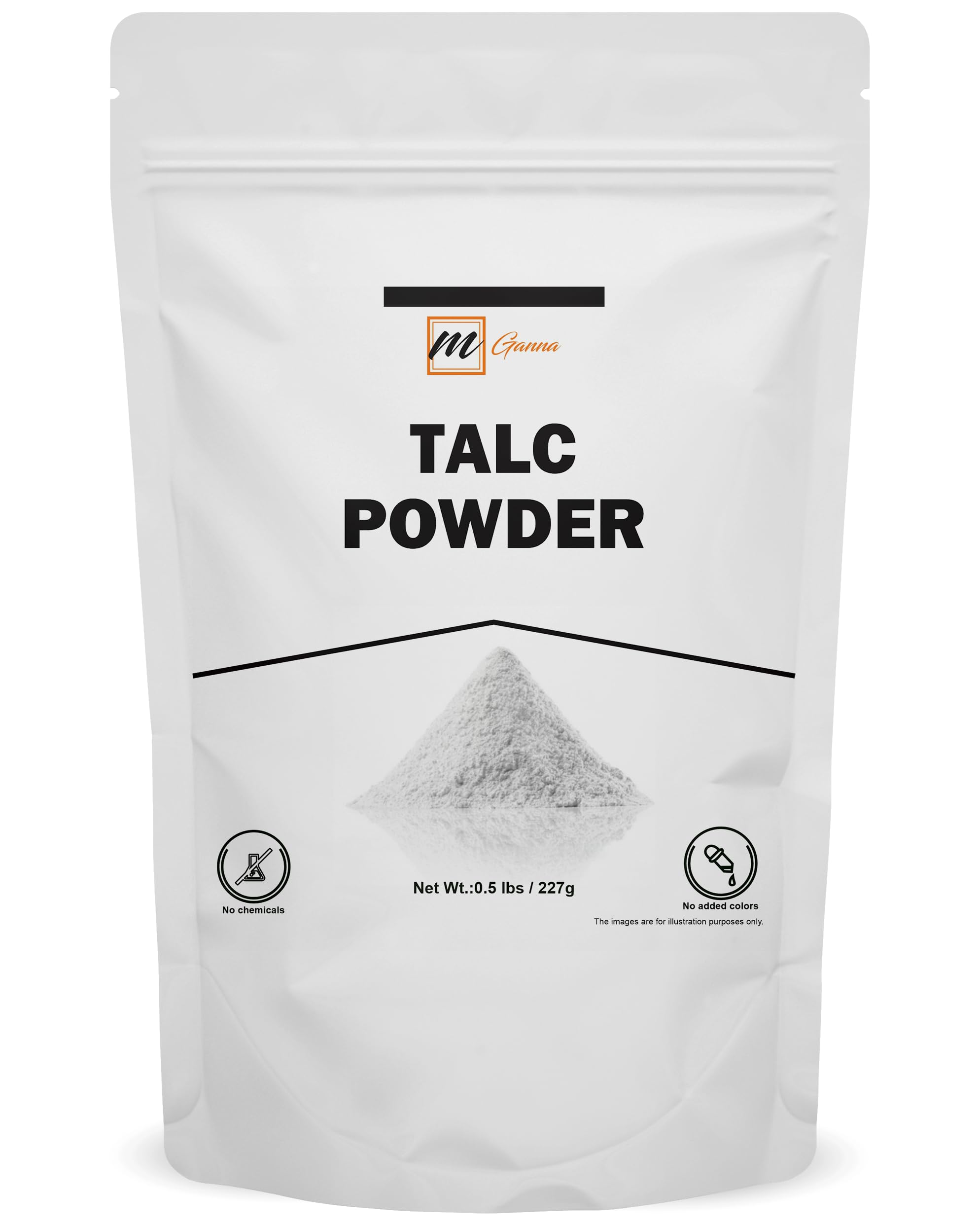 mGanna talco natural, envase 0,5 libras, absorbe humedad para la piel