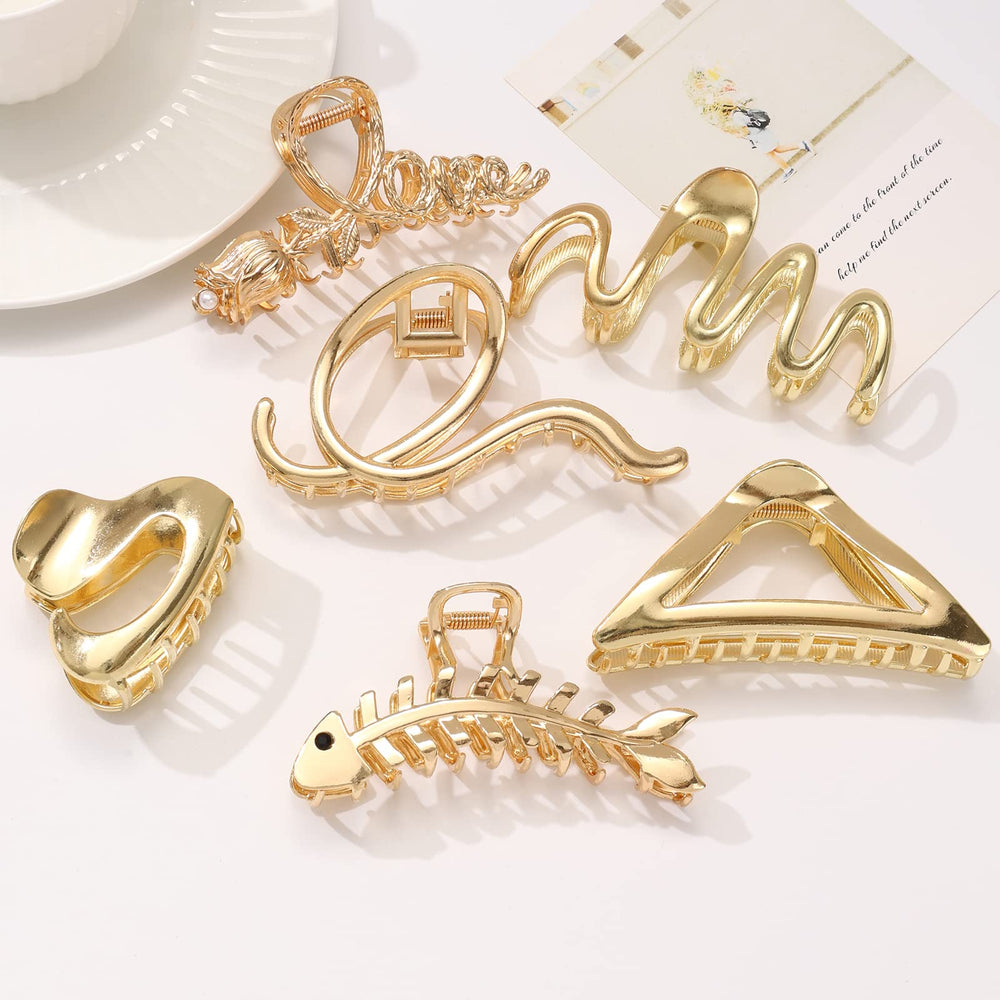 MHDGG pinza pelo metal dorado para moños y trenzas.