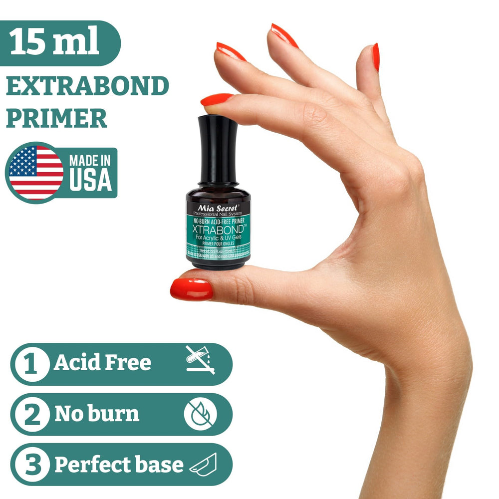 Uñas acrílicas con Mia Secret mejor adherencia y durabilidad.