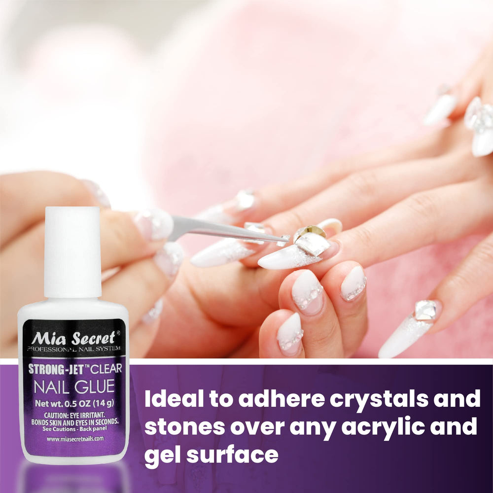 Mia Secret adhesión fuerte para uñas artificiales y cristales sin esfuerzo.