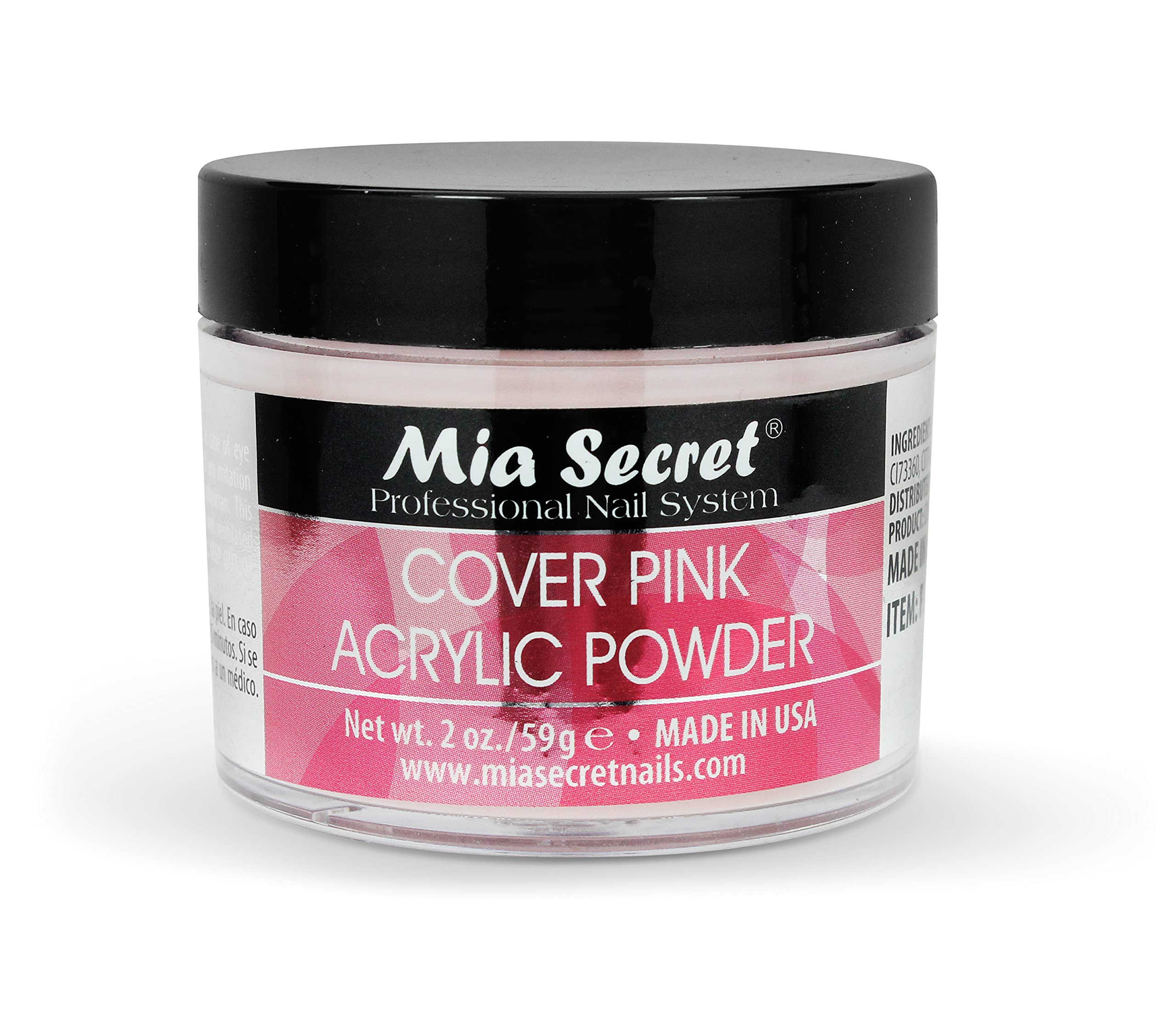 Mia Secret Cobertura Rosa, polvo acrílico, define uñas con acabado natural y duradero.
