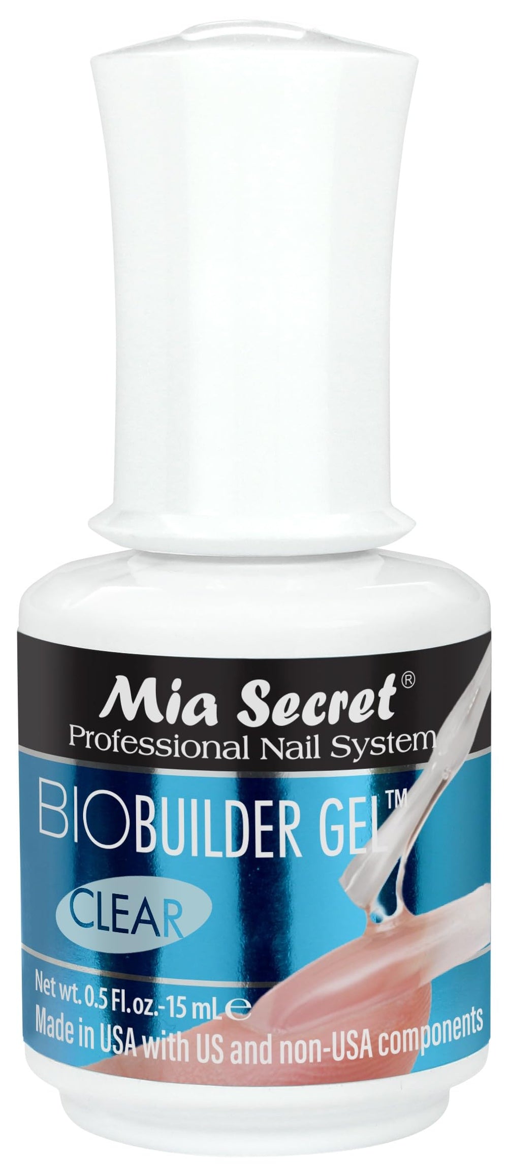 Gel de modelado transparente de Mia Secret en botella, ideal para extensiones y uñas naturales.
