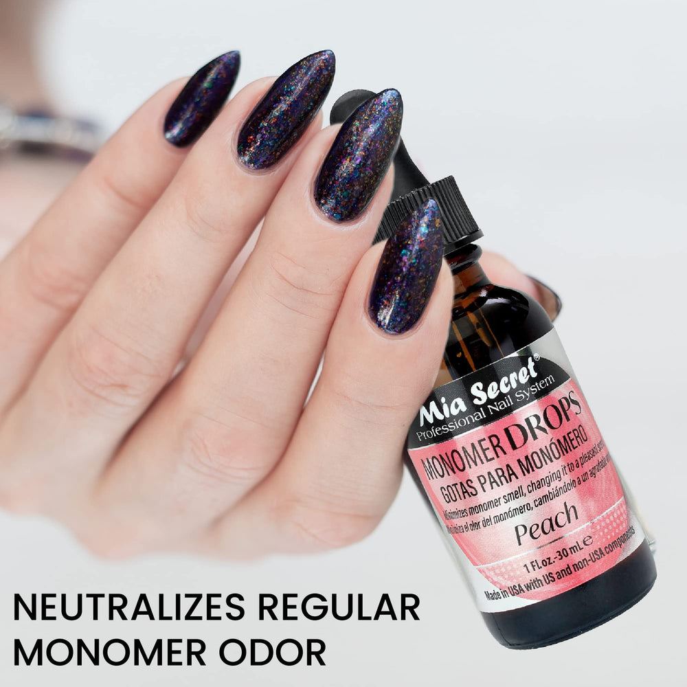 Mia Secret Gotas de Monomero Durazno, recipiente dappen, uso sencillo al mezclar con monomero