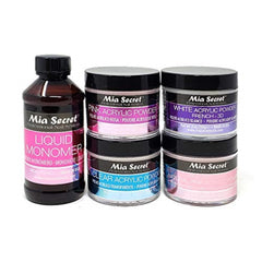 Mia Secret líquido monómero 4 oz, muestra flexibilidad y adhesión para uñas acrílicas.