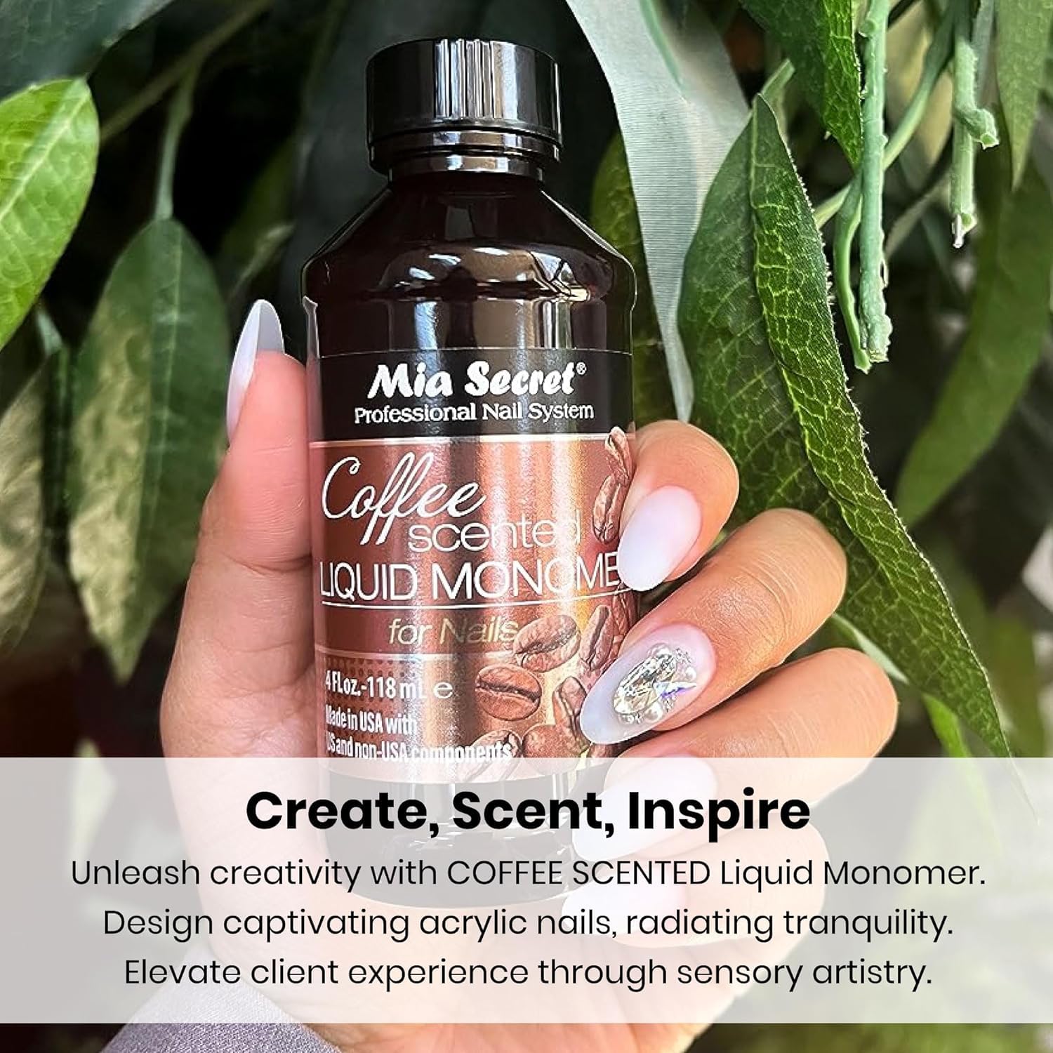 Mia Secret monomero liquido aromado cafe no amarillea las uñas