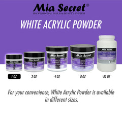 Mia Secret polvo acrílico blanco para manicura francesa, acabado limpio.