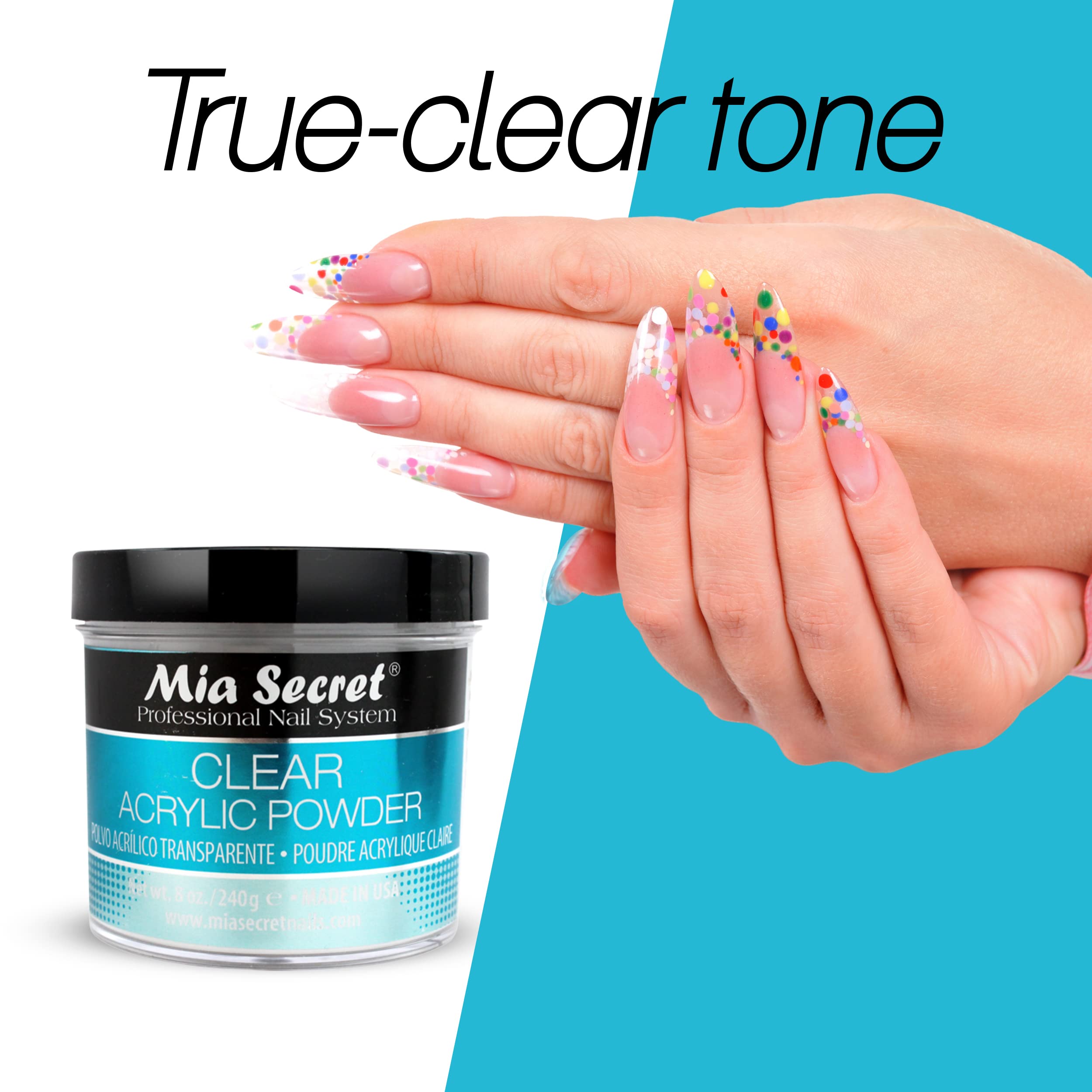Mia Secret polvo acrílico claro, adhesión superior con monómero