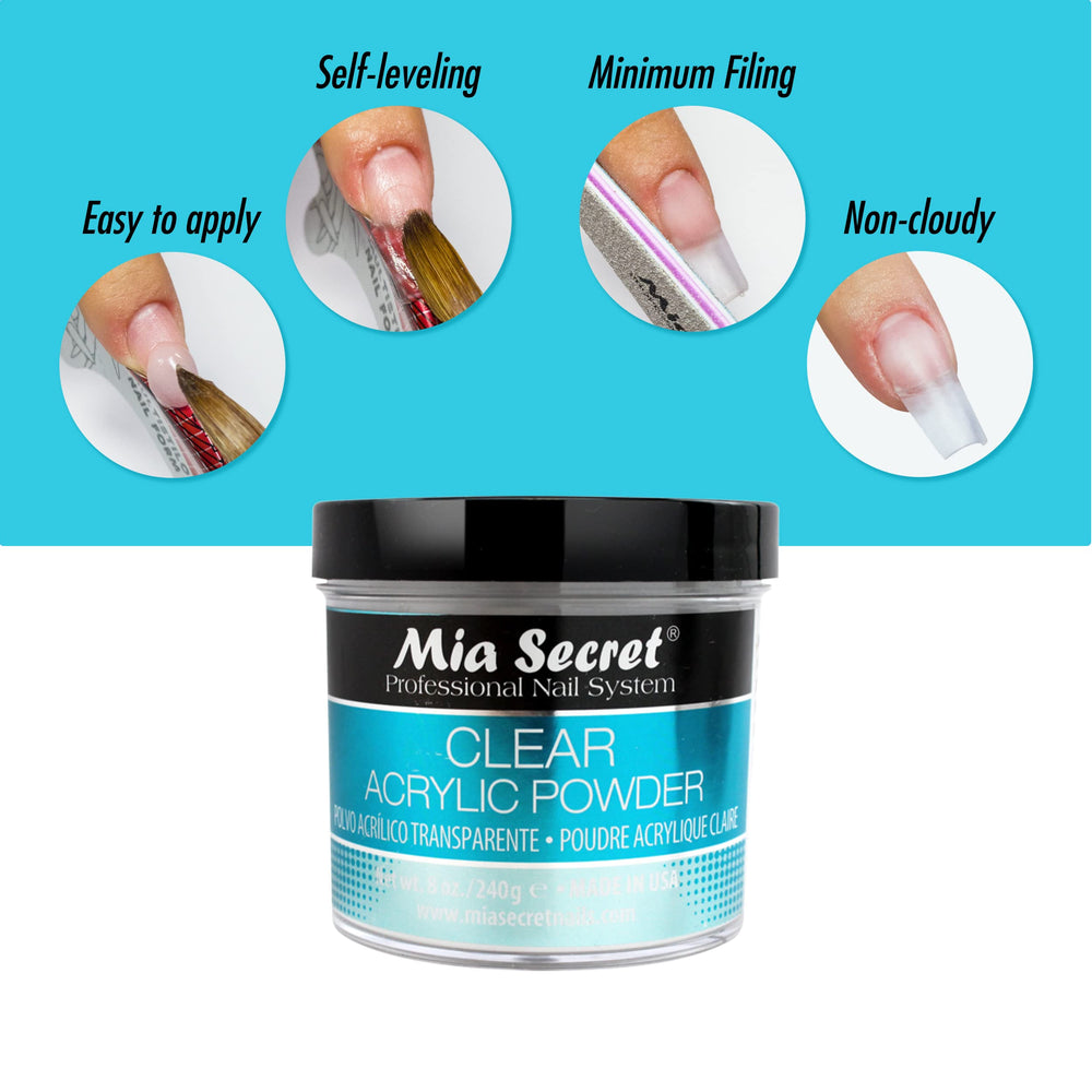 Mia Secret polvo acrílico claro, rendimiento estable en bajas temperaturas