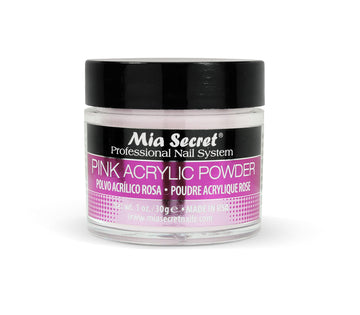 Mia Secret polvo acrílico rosa 1oz: acabado suave y uniforme para uñas.