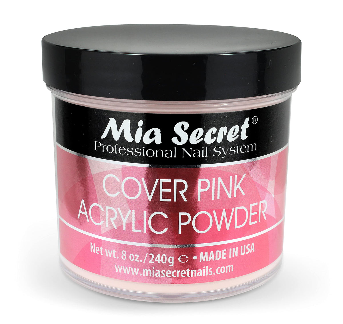 Mia Secret polvo acrilico rosa cubriente en frasco para acabado duradero