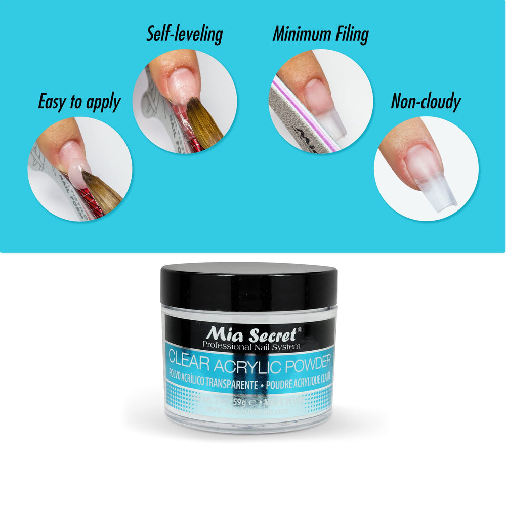 Mia Secret polvo acrílico transparente 2oz funciona bien a bajas temperaturas