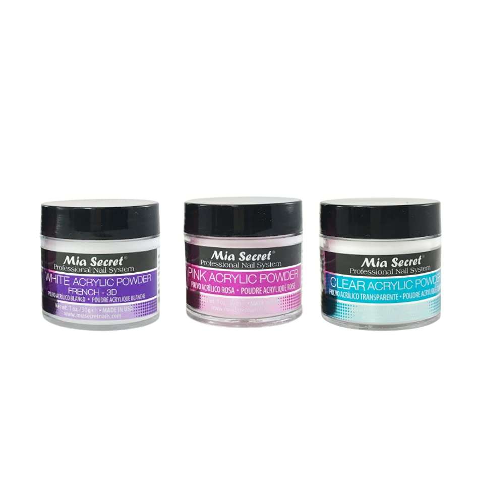 Mia Secret poudre acrylique blanche 1 oz pour une couvrance naturelle et durable