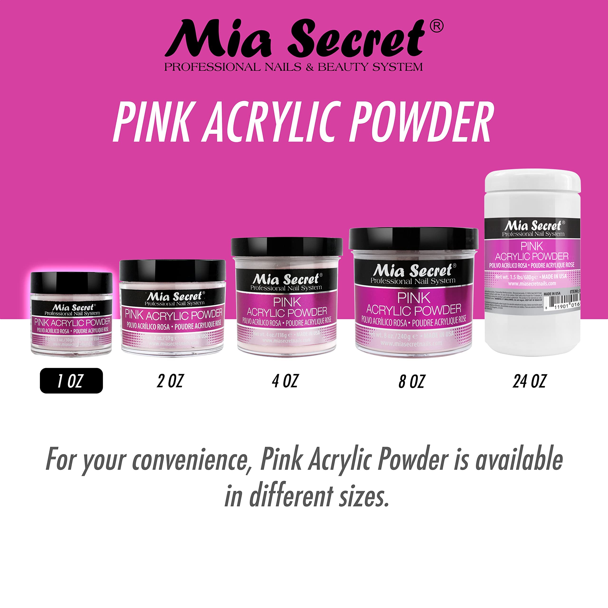 Mia Secret sistema profesional de uñas acrílicas: kit completo para salón.