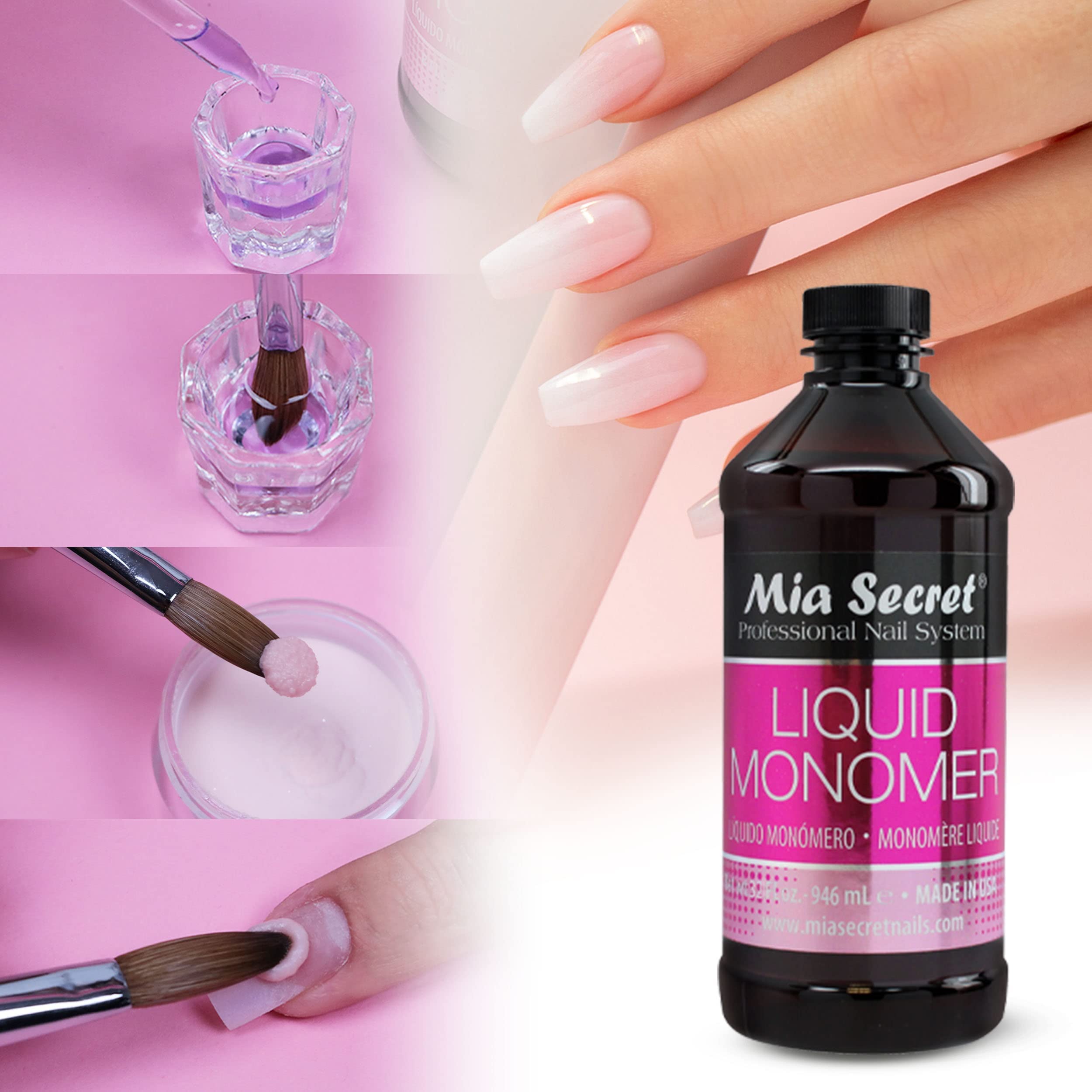 Mia Secret textura flexible facilita modelado de uñas acrílicas y ajustes.