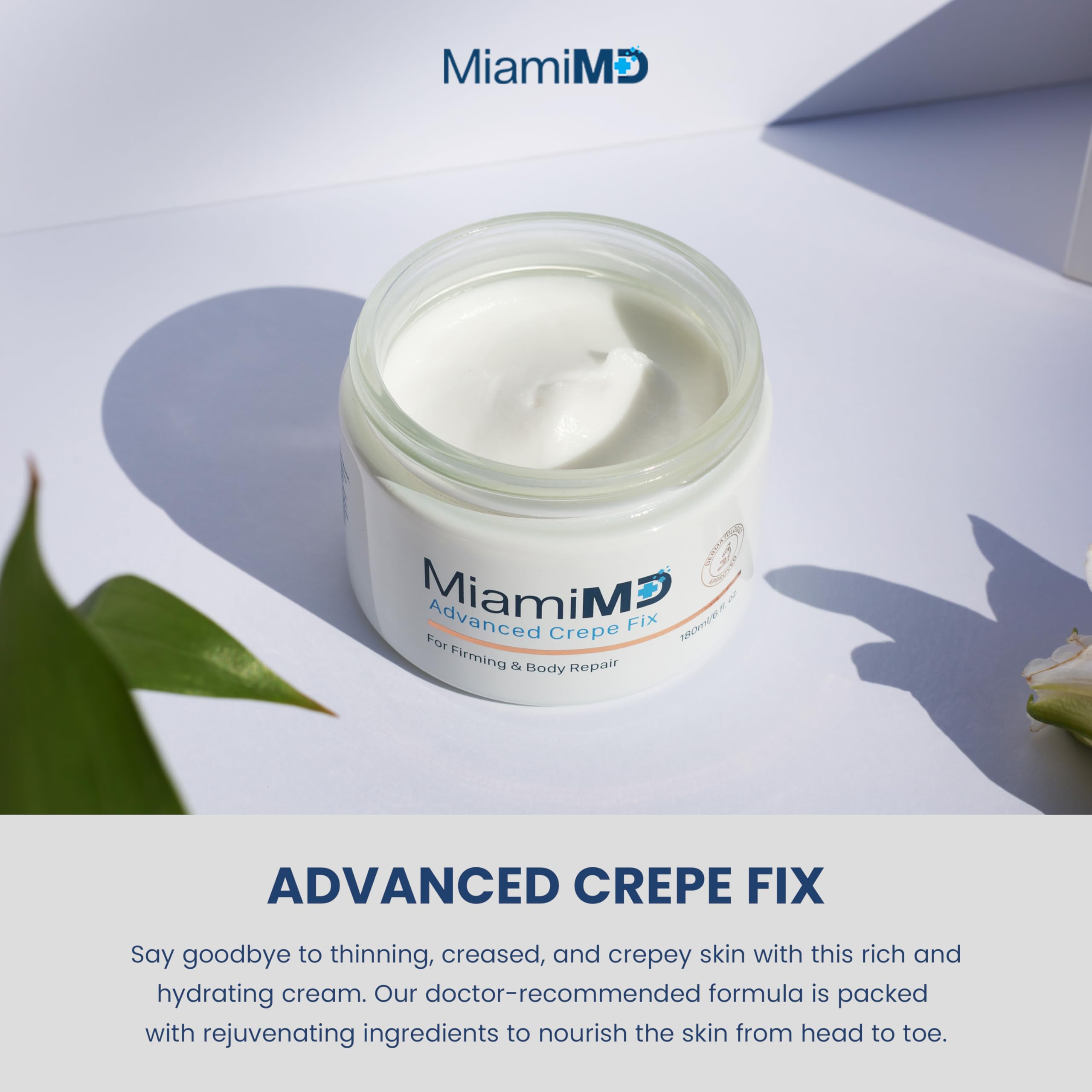 Texture crème soyeuse de MiamiMD Crepe Fix prête à l’application