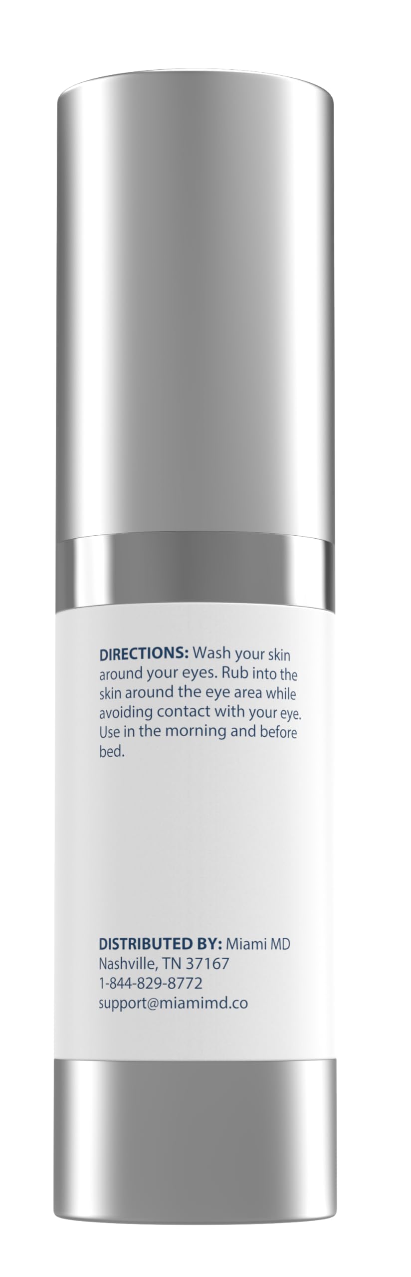 MiamiMD Serum de Ojos, textura cremosa mostrando ingredientes clave.