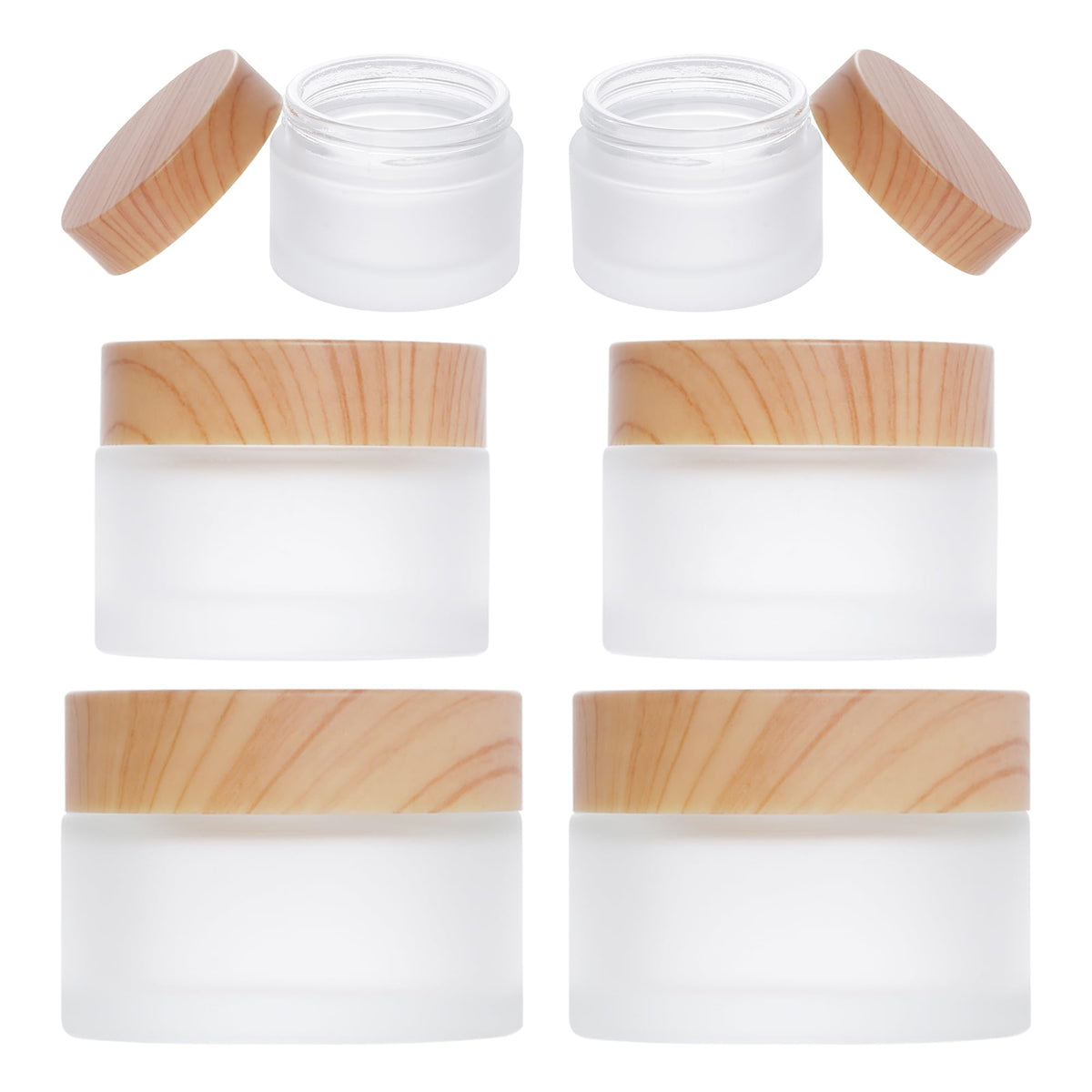 Miayon frascos 50ml con tapa madera para cosméticos, almacenamiento seguro