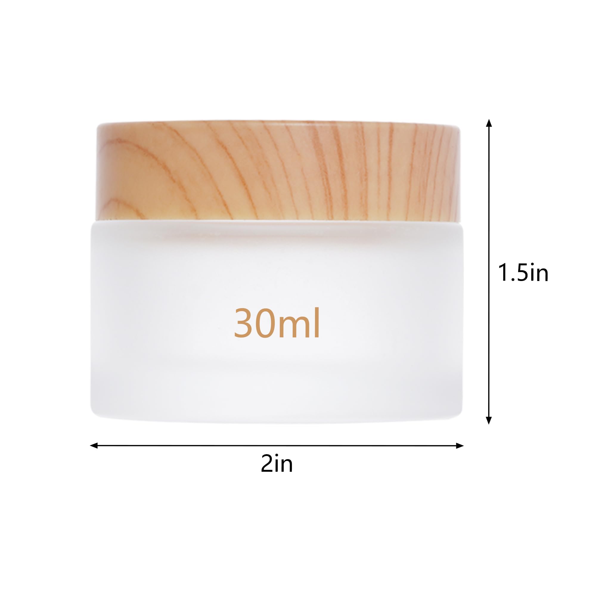 Miayon set de 6 jarras cosméticas, cristal 30 ml, tapa de madera, ideal para muestras