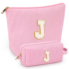 Bolsa de maquillaje doble de mibasies rosa grande para viaje y organización.