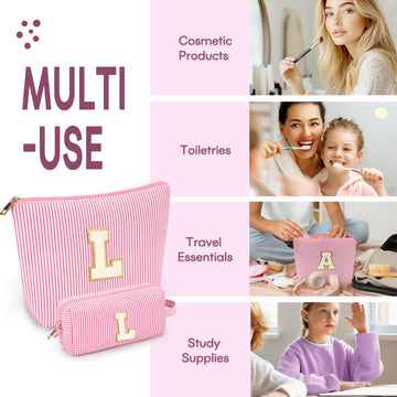 Mibasies bolsas de maquillaje iniciales, costuras: durabilidad para viajes diarios.