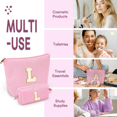 Mibasies bolsas de maquillaje iniciales, costuras: durabilidad para viajes diarios.